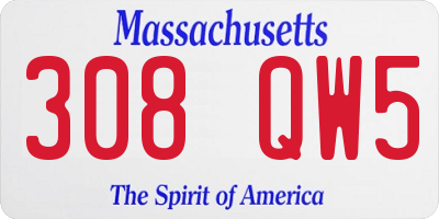 MA license plate 308QW5