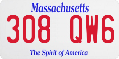 MA license plate 308QW6