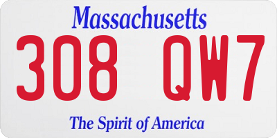 MA license plate 308QW7