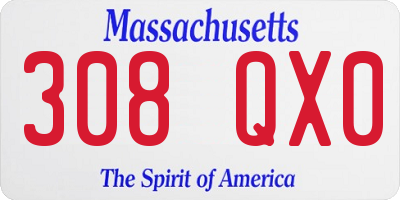 MA license plate 308QX0