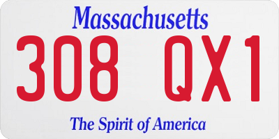 MA license plate 308QX1