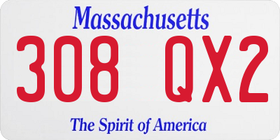 MA license plate 308QX2
