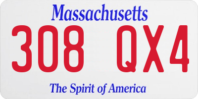 MA license plate 308QX4