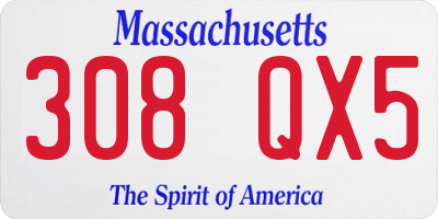 MA license plate 308QX5