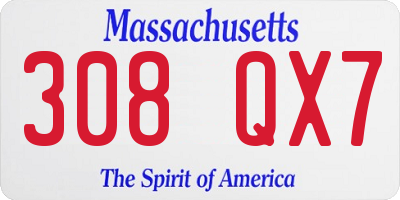MA license plate 308QX7