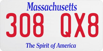 MA license plate 308QX8