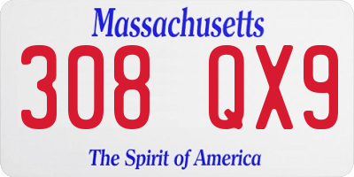 MA license plate 308QX9