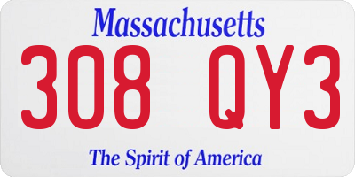 MA license plate 308QY3