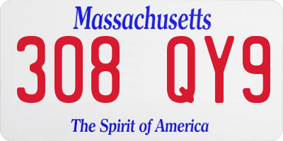 MA license plate 308QY9