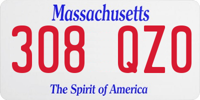 MA license plate 308QZ0