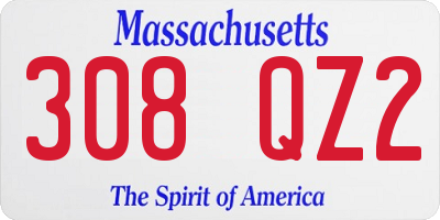 MA license plate 308QZ2