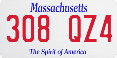 MA license plate 308QZ4