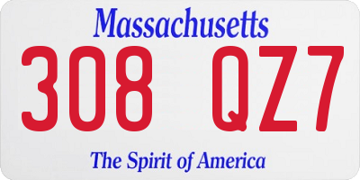 MA license plate 308QZ7