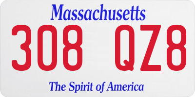 MA license plate 308QZ8