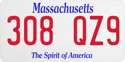 MA license plate 308QZ9