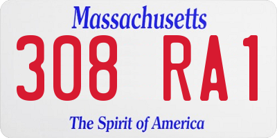 MA license plate 308RA1