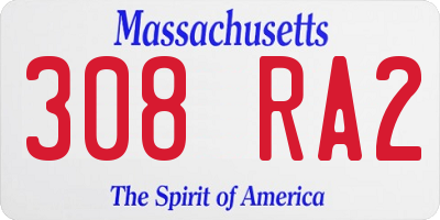 MA license plate 308RA2
