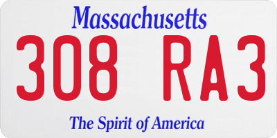 MA license plate 308RA3
