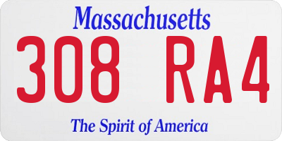 MA license plate 308RA4