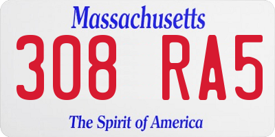 MA license plate 308RA5