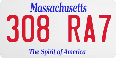 MA license plate 308RA7