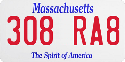MA license plate 308RA8