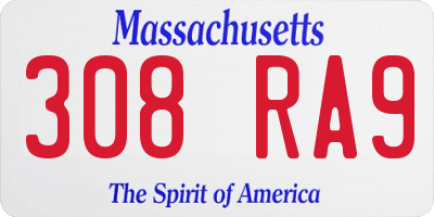 MA license plate 308RA9