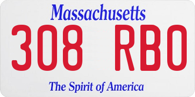 MA license plate 308RB0