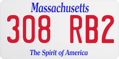 MA license plate 308RB2