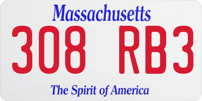 MA license plate 308RB3