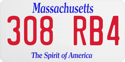 MA license plate 308RB4