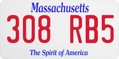 MA license plate 308RB5