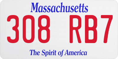 MA license plate 308RB7