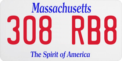MA license plate 308RB8