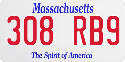 MA license plate 308RB9
