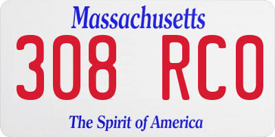 MA license plate 308RC0