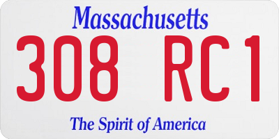 MA license plate 308RC1