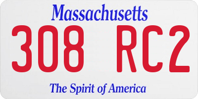 MA license plate 308RC2