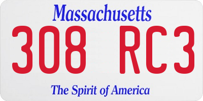 MA license plate 308RC3