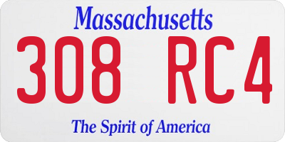 MA license plate 308RC4