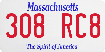 MA license plate 308RC8