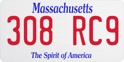 MA license plate 308RC9