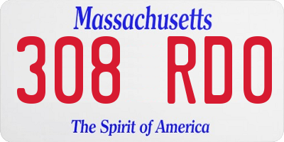 MA license plate 308RD0