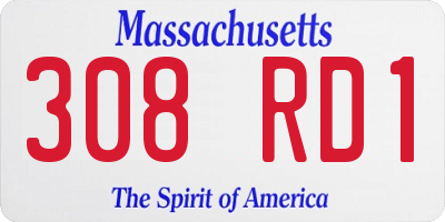 MA license plate 308RD1
