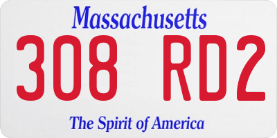 MA license plate 308RD2