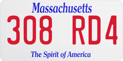 MA license plate 308RD4