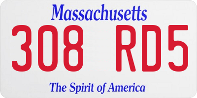 MA license plate 308RD5