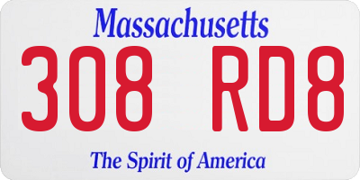 MA license plate 308RD8