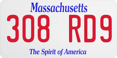 MA license plate 308RD9