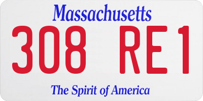 MA license plate 308RE1